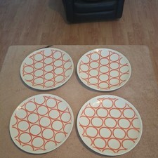 Habitat Mix it Up Orange/Red Circles 8" Salad Plates X4 VGC