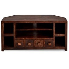 Dakota Dark Mango Wood Corner TV Unit  4 drawers used but in v/good condition 