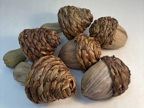 Acorns mushrooms woven straw - acorns,