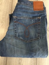 MEN'S CALVIN KLEIN REGULAR STRETCH JEANS 31" WAIST X 32" LEG BLUE (ALTERED LEG)