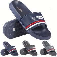 Mens Slider Slip on Mules Beach Holiday Pool Shower Flat Summer Sandals new Size