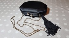 Black satin evening bag