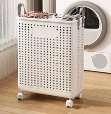 Large Capacity Foldable Laundry Basket with Wheels Laundry Room Laundry Basket