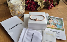 Pandora Sparkling Crown O Snake Chain Bracelet Rose Gold 18cm – Box Set