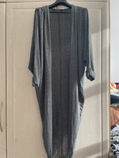 Grey Glittery poncho Cape Long Batwing Cardigan free people style Small Festival