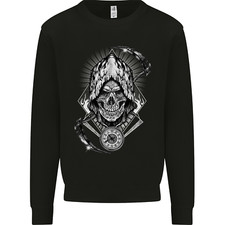 Grim Reaper Time Biker Skull Rock Music Mens Sweatshirt Jumper