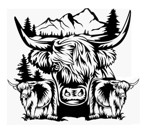 Highland cow head - cow, vinyl