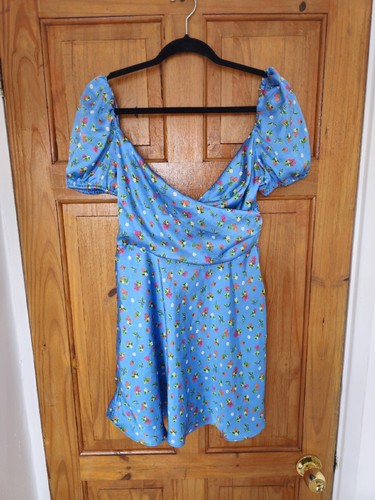 Zara woman satin blue floral - satin,