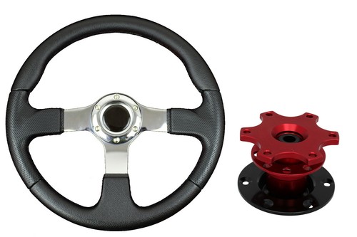 Chrome steering wheel red - f2,