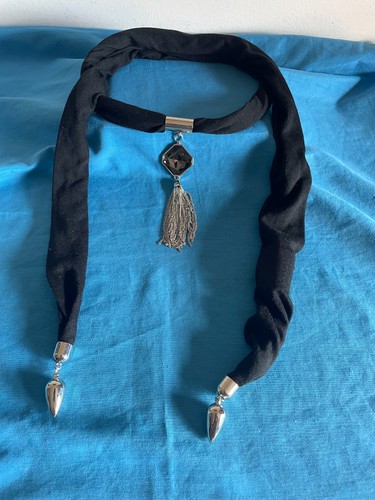 Black jewelled scarf - black,