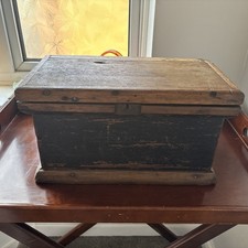 Small Vintage Wooden Tool Chest With Shelve 
