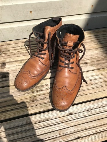 Mens leather brogue ankle boot - brogue,