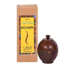 Lasa Nag Champa Natural Solid  Perfume Body Musk Aromatics Wooden Jar- 6g