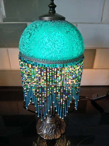 Beaded glass shaded - shaded, lamp