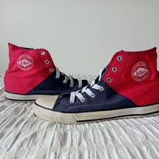 Lee Cooper Flat Canvas HIGH TOP Baseball Boots Trainers RED + NAVY  Men's Size 8