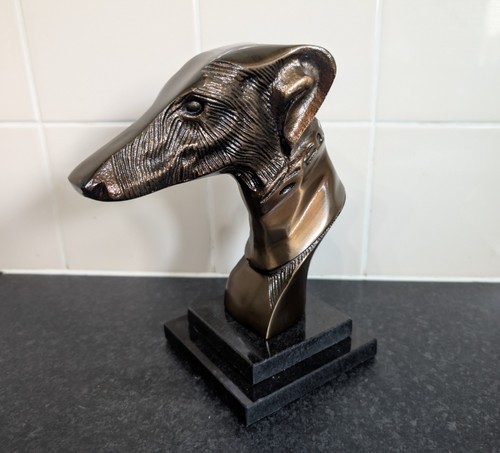 Bronzed metal greyhound - greyhound, bust