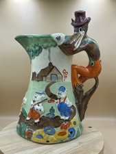 Art Deco Wadeheath Walt Disney Three Little Pigs Big Bad Wolf Jug c.1930 A/F