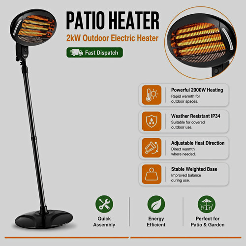 Ablack 2000w electric patio - 2000w,