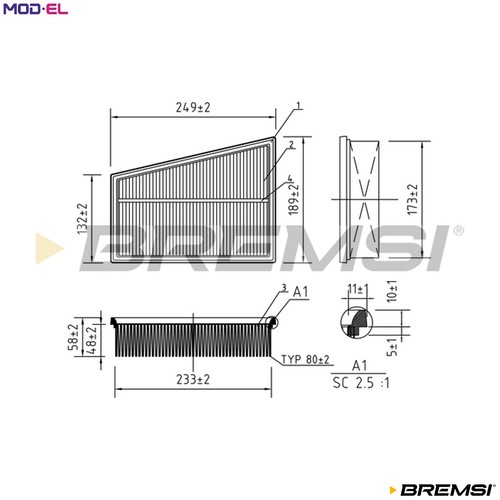 Air filter fa0534 for renault - fa0534,