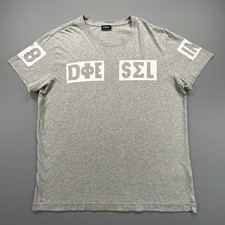 Diesel Men’s T-Shirt Medium “Only The Brave” Grey Graphic Front and Back Print 