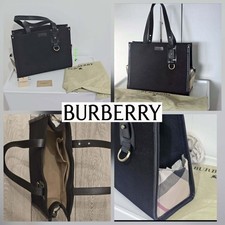 AUTH BURBERRY BLACK CANVAS AND