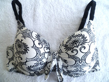 LADIES COOLANGATTA SURF WEAR SIZE L - 36D BLACK & WHITE UNDERWIRED BIKINI TOP