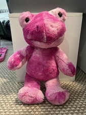 Build A Bear Workshop Pink Frog Tie Dye Hoppy Soft Toy 16" with strawberry scent