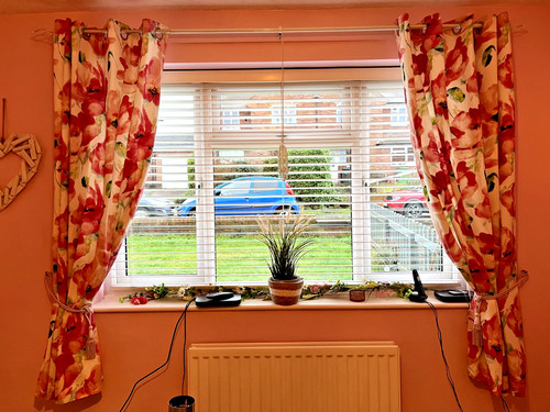 Curtains linen floral 168cm - floral, x