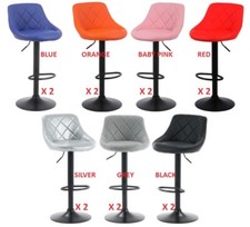2×Bar Stools Chairs Breakfast Chairs Swivel Gas Lift Cushioned