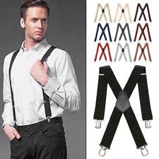 Heavy Duty Men Trousers Wide Braces with 4 Strong Clips X Style Suspenders Belts