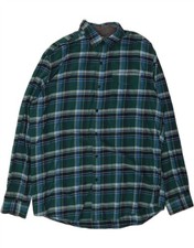 L.L.BEAN Mens Slightly Fitted Flannel Shirt Large Green Check Cotton CH05