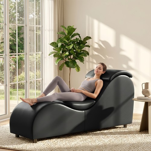 Faux leather yoga chaise - leather,