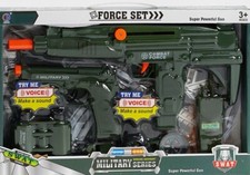 Kids Toy Army Military Combat Pretend Play Set Friction MP-7 Revolver Pistol Gun