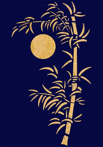 Bamboo stencil tree sun - bamboo,