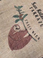 Very Cute Fine Weave Costa Rican Sloth Coffee Sack - Great Design ** FREEPOST**