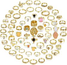 70 Pcs Vintage Crystal Ring Set Knuckle Rings for Women Bohemian Stackable Joint