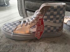 NEW VANS custom hightops size UK 6.5 metallic rose gold and baby blue check