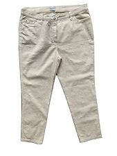 MICHELE MAGIC beige arty cotton rich jeans delicate leaf print VGc uk 18 