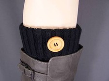 Black ribbed sweater knit boot