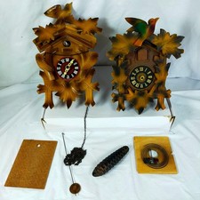 2 x wooden helmut kammerer german cuckoo clock with Pendulum weight  regula 25