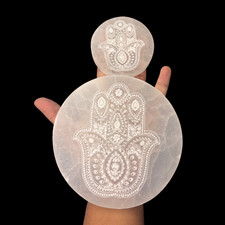 Selenite Hamsa Hand Plate 8cm