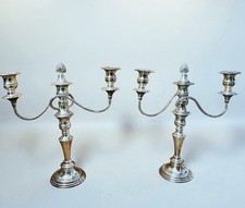 Pair of Silver Plate on Copper Georgian Style Candelabra.  English Hand Made