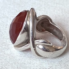 Sterling Silver Carnelian Statement Ring Doug Paulus Vintage QVC Size M Chunky