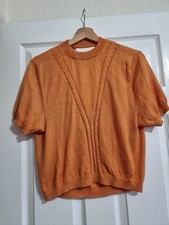 Around Mrs. O Orange Fine Knit Sweater Top Designer UK 10/12 RRP £440 Backless