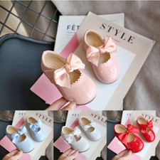 KIDS BABY GIRLS RIBBON BOW SPANISH WEDDING PARTY PATENT INFANT TOODLER SHOES