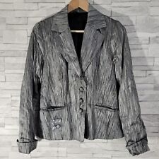 Ladies MAHARANI GASTEIN Blazer Jacket Silver Grey Size 10 UK Textured Cropped 