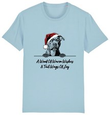 STAFFORDSHIRE BULL TERRIER Christmas Dog T-Shirt Adults Kids Woof Wishes Staff