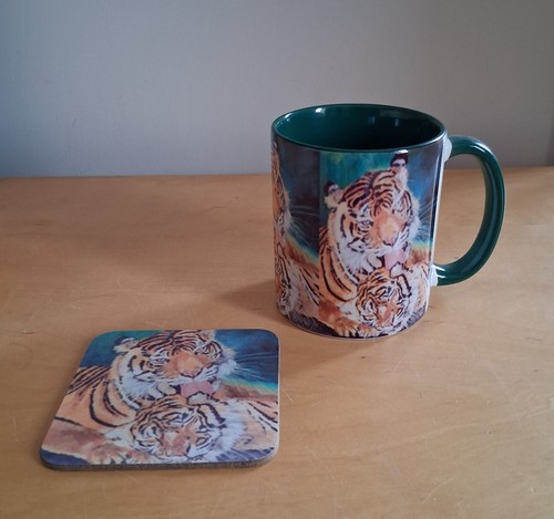 Mug and coaster set - , tiger