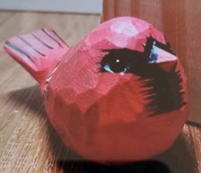 WOODEN hand carved painted RED