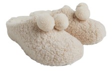 STUNNING COSY FITFLOP IVORY POM POM SHUV CLOG SLIPPERS RRP £129.99 SIZE 9 EU 43 